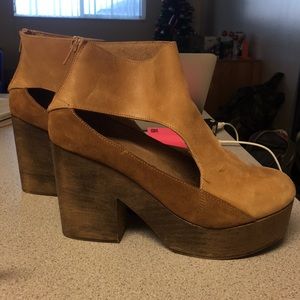 FreePeople Cutout Brown Platform Booties